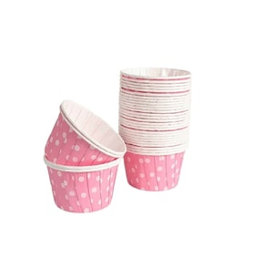 Kağıt Muffin Kek Kapsülü Shrinkli Açık Pembe Puantiyeli 50 Adet