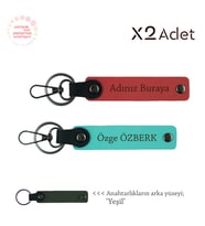Öğrenciye Şık Sürpriz, İsimli 2’li Anahtarlık Takımı, Nar Çiçeği-Turkuaz-Yeşil