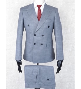 Jan Carlucci Kruvaze Slim Fit Sivri Yaka-Çift Yırtmaç Gri Drop 6 Takım Elbise