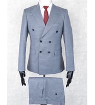 Jan Carlucci Kruvaze Slim Fit Sivri Yaka-Çift Yırtmaç Gri Drop 6 Takım Elbise