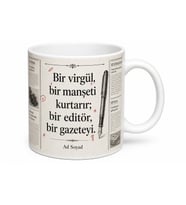 Gazete Editörü Manşet Dizgi Hatası Düzelten Baskılı Porselen Kupa Bardak Hediye