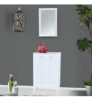 Sinbo Ayakkabılık Beyaz 3 Kapaklı Raflı Yüksek Ayaklı Ayakkabı Dolabı 90x34x105 Cm
