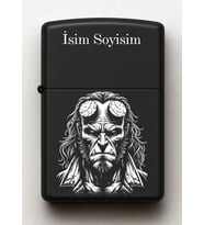 Hell Boy Desenli Kişiye Özel İsimli Siyah Benzinli Metal Çakmak