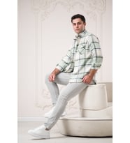 Slimfit Çift Cepli Ekoseli Pamuklu Kalın Erkek Oduncu Gömlek (Yeşil)