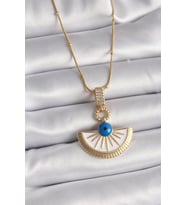 pilelistore 316L Çelik Gold Renk Zincir Zirkon Taş Detaylı Nazar Boncuk Göz Model Kadın Kolye - TJ-B