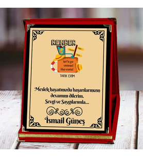 Rehber Baskılı Plaket (1. Tasarım)  Kişiye Özel (Kırmızı)
