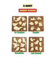 Çocuk Puzzle (Yapboz) Birinci Sınıf Ahşap 4 Parça Eğitici Öğretici Eğlenceli Set