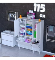 Eliusta Mehtap 115 cm 3 Sepetli Beyaz Dolap Mutfak/Kiler Dolabı ((75+40)x160x32,5 cm)
