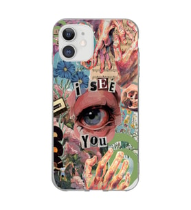 Iphone 11 Uyumlu Aesthetic Kolaj Desenli Şeffaf Telefon Kılıfı