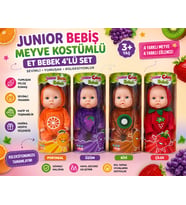 Junior Bebiş Meyve Kostümlü Et Bebek 4'lü Set Sevimli Meyve Temalı Mini Oyuncak Bebekler