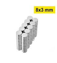 5 Adet 8X3Mm Yuvarlak Neodyum Mıknatıs Güçlü Nikel Kaplamalı Kaliteli Dayanıklı Magnet