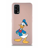 Realme 7 Pro Soft Premier Kapak Donald Duck-C Tasarımlı Silikon Kılıf - Pudra (Şeffaf)