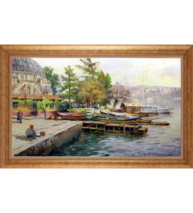 Çerçeveli Paspartulu Manzara Tablo bm1244 (Gold)