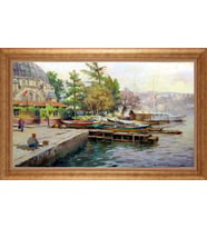 Çerçeveli Paspartulu Manzara Tablo bm1244 (Gold)