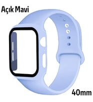ALLY Apple Watch 4-5-6 40mm Silikon Kordon Kayış ve Ekran Koruyucu Kılıf-(5775) - HPSBYI2490-38