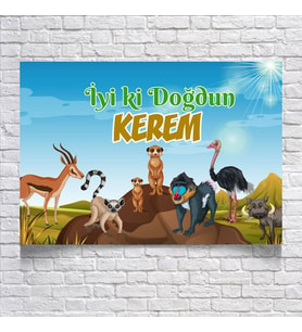 Safari Temalı Doğum Günü Afişi