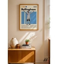 Bellingham Futbol Posteri, Ahşap Çerçeveli Duvar Tablosu - Spor Severlere Hediye