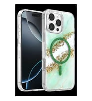 Onegif Apple İphone 16 Pro Max Lotus Simli Magsafe Kapak - Yeşil