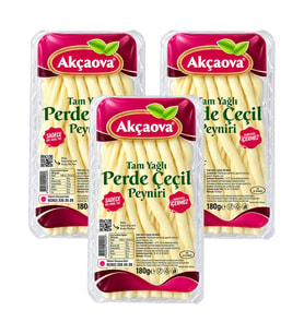 Akçaova Tam Yağlı Perde Çeçil Peyniri 180 gr x 3 Adet