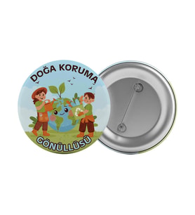 Doğa Koruma Gönüllüsü Çanta Rozeti 20 Adet En Büyük Boy 5.8cm İğneli Broş