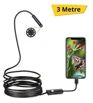 3 Metre Yılan Kamera - Android Destekli - LED Işıklı - IP67 Su Geçirmez