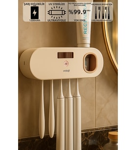 Mio UV5F 1200mAh Şarj Edilebilir UV Sterilizatörü Diş Fırçası Sıkacağı ve Tutucusu - Bej