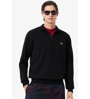 Lacoste Zip-Up Fleece Sweatshirt Black Fermuarlı Dik Yaka Pamuklu Erkek Sweatshirt Siyah