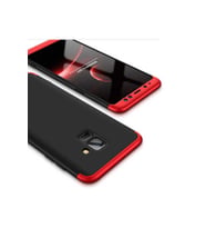 Samsung Galaxy A8 2018 Uyumlu Kılıf Zore Ays Kapak (Siyah-Kırmızı)