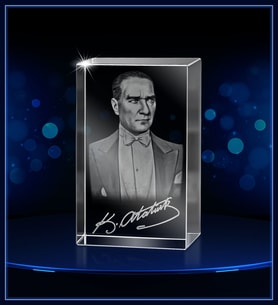 3d Kristal Atatürk 07 (Gerçek 3 Boyutlu Görüntü)