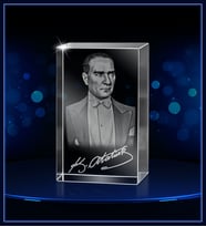 3d Kristal Atatürk 07 (Gerçek 3 Boyutlu Görüntü)