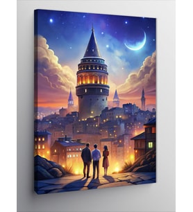 Kanvas Tablo Galata Kulesi Ve Hilal