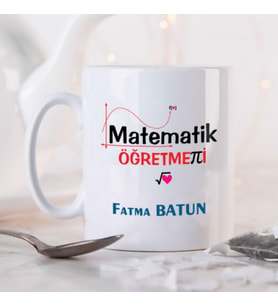 Kişiye Özel Matematik Öğretmeni Kupa Bardak HA19 (Beyaz - Beyaz)