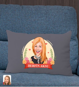 BK Gift Kişiye Özel Anneler Günü Karikatürlü Premium Kumaş Antrasit Dikdörtgen Kırlent Yastık, Anneler Günü Hediyesi, Ev Dekorasyonu-6