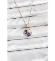 316L Çelik Zincir Gold Renk Gece Model Zirkon Taşlı Kadın Kolye - TJ-BKO10891