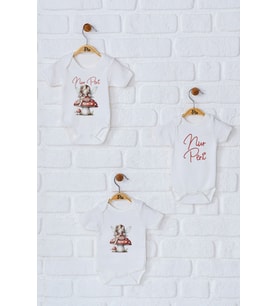 Pia Baby Premium %100 Pamuk İsme Özel Organik Baskılı Üçlü Set Çıtçıtlı Bebek Body Zıbın Modelleri 5093-18 (Ekru)