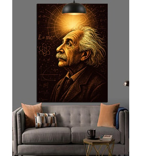 Albert Einstein'in Parlak Dehası Dekoratif Kanvas - Mdf Ahşap Tablo