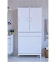 Eliusta Wall Beyaz Banyo Dolabı 65 cm Tek Göz Bölmeli Sepet 65x171x32,5 cm 4 Raflı Mutfak/Banyo Dolabı