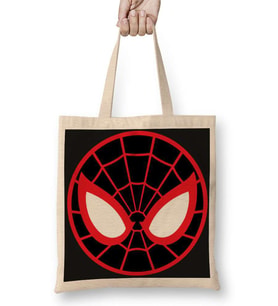 Spider Man Spider Face Bez Çanta Uzun Saplı