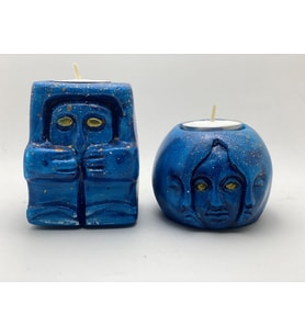 Eril Dişil Gökyüzü ikili Mumluk Set - tealight mum hediyeli