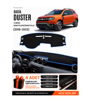 DACİA DUSTER 2 NESİL MAKYAJLI MAKYAJSIZ (2018-2023) Uyumlu Torpido Örtüsü Torpido Kılıfı - Siyah Mavi