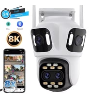 8K 16MP 8X Zoom Dış Mekan Kablosuz 360 IP Kamera PTZ 3 Kameralı Dört Lensli Wi-Fi Kamera CMR60
