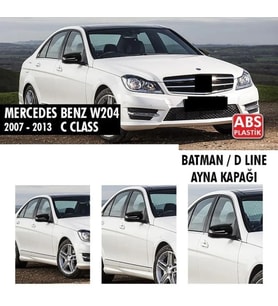 Mercedes C Uyumlu Serisi W204 (2007-2013) Batman Ayna Kapağı (Parlak Siyah)