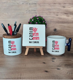 Öğretmene Hediye Canım Öğretmenim Hediye Sepeti Kupa Bardak T Kulplu, Kalemlik ve Dekoratif Taş Öğretmenler Günü Hediyesi (Model 2)