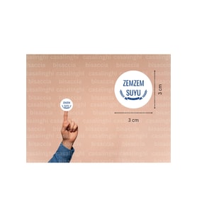 Renkli Zemzem Suyu Etiketi Yuvarlak Mavi Mat Sticker Zamzam Hajj Umre Hediyeleri 3 Cm (95 Adet)