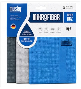 Mikrofiber Temizlik Bezi 3’lü Set 40 x 60 cm – Cam, Mutfak, Banyo ve Araç İçin Islak Kuru Kullanıma Uygun Sihirli Bez (Mavi, Gri, Antrasit)