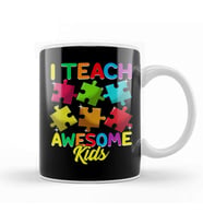Cute I Teach Awesome Kids Teacher Autism Awareness Kupa Bardak Porselen