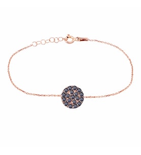 EMILIANO JEWELLERY Yuvarlak Pırlanta Montür Rose Altın Kaplama Gümüş Bileklik