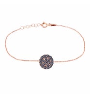 EMILIANO JEWELLERY Yuvarlak Pırlanta Montür Rose Altın Kaplama Gümüş Bileklik