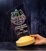 Satranç Turnuvası Kupa Ödül Hediyesi, Satranç Öğretmenine Hediye Led Lamba, Satranç Temalı Hediyelik, Chess Renkli Masa Lambası