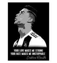 Aşkın Beni Güçlü Kılıyor, Nefretin Beni Durdurulamaz Kılıyor Cristiano Ronaldo Tablo Ahşap Poster